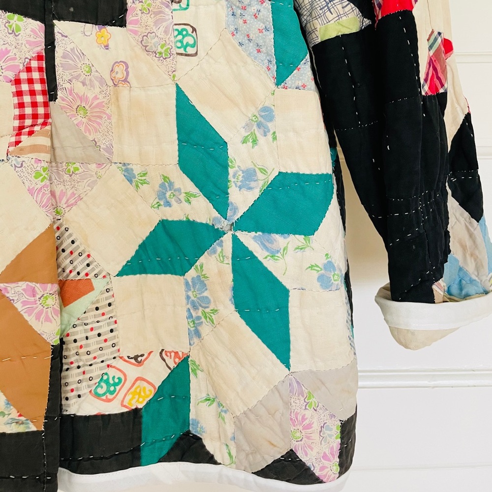 Handmade Vintage Quilt "Chore Coat" by Carleen, size L - Picture 7 of 8